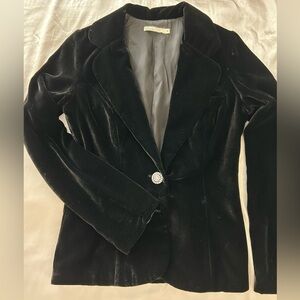Vintage Black Velvet Women's Blazer Silk Blend